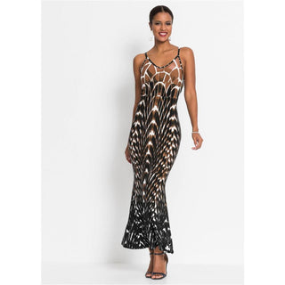 Bodyflirt Black Printed Sleeveless Maxi Dress