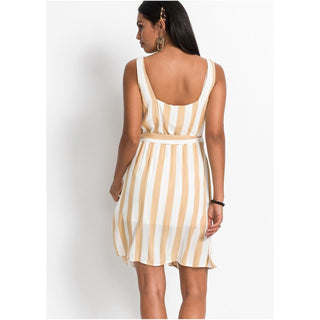 Bodyflirt Ivory Stripped Belted Dress