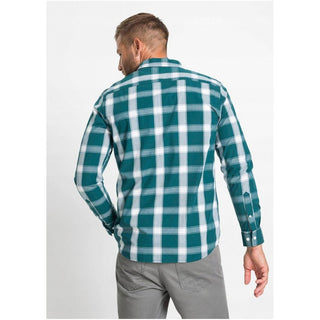 bonprix Petrol Blue Long Sleeves Cotton Checked Shirt