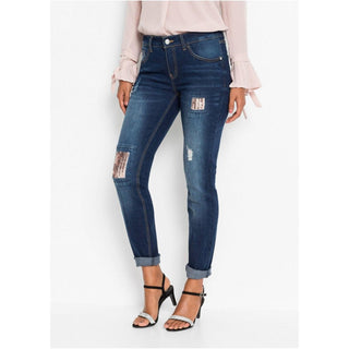 Bodyflirt Dark Blue Stone Skinny Jeans with Sequin Details-Jeans-Bodyflirt-12-30in-Blue-Miss Bella