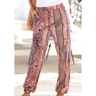 Buffalo Paisley Print Harem Trousers-Trousers-Buffalo-10-Brown-Miss Bella