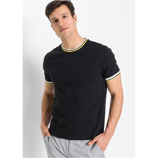 Rainbow Black Piped Men T-Shirt-T-Shirt-Rainbow-2XL-Black-Miss Bella