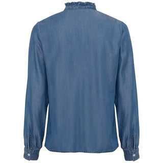 Bodyflirt Blue Lyocell Flounced Blouse-Blouse-Bodyflirt-18-Blue-Miss Bella