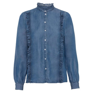Bodyflirt Blue Lyocell Flounced Blouse-Blouse-Bodyflirt-18-Blue-Miss Bella
