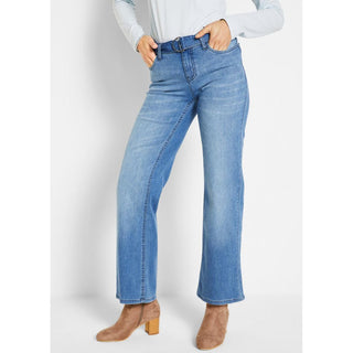 John Baner Blue Stone Belted Bootcut Jeans