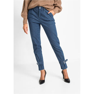 Rainbow Blue Stone Buckle Boyfriend Jeans